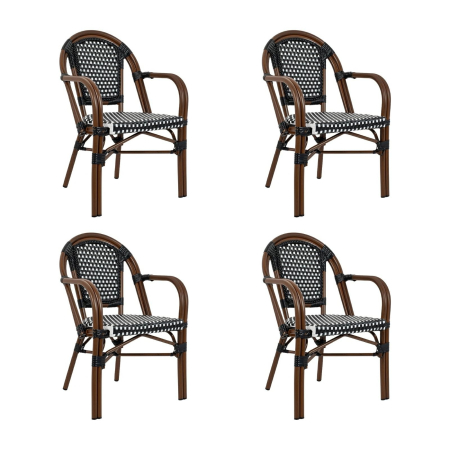 Produse - Set de 4 Scaune de Grădină Cafe Paris Arm 57x57x88 cm - King Home