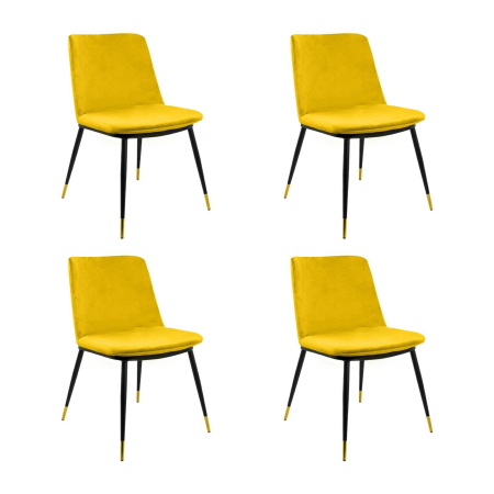Produse - Set de 4 Scaune Diego 50x58x82 cm, Catifea Galben Negru Auriu - King Home