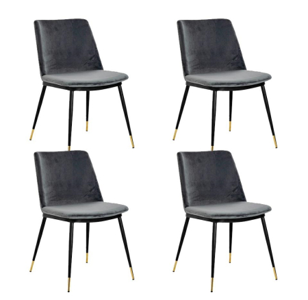 Produse - Set de 4 Scaune Diego 50x58x82 cm, Catifea Gri Închis - King Home