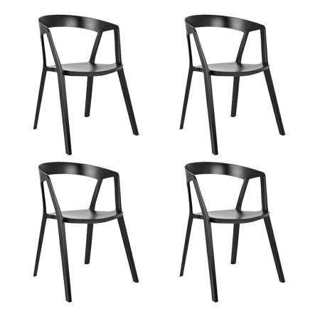 Produse - Set de 4 Scaune Vibia 57x56,5x77 cm, Polipropilenă Negru Mat - King Home