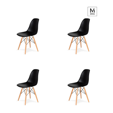 Living - Set de 4 Scaune Dsw 46x48x82 cm, Negru - Modesto Design