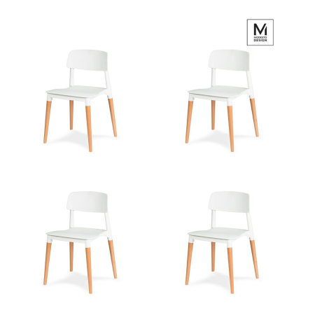 Produse - Set de 4 Scaune Ecco 42x49x78 cm, Polipropilenă Alb - Modesto Design