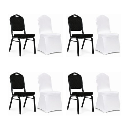 Set de 4 Scaune Heron 46x58x93,5 cm, Spumă cu Elasticitate Ridicată Negru - King Home [0]