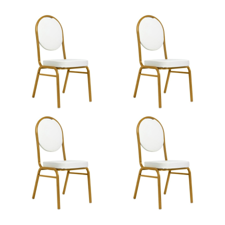 Living - Set de 4 Scaune Hestia 44x56x93,5 cm, Piele Ecologică Alb - King Home