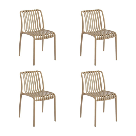 Produse - Set de 4 Scaune Strips UV 40x40x78 cm, Plastic Bej - King Home