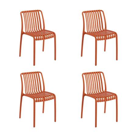 Produse - Set de 4 Scaune Strips UV 40x40x78 cm, Plastic Portocaliu - King Home