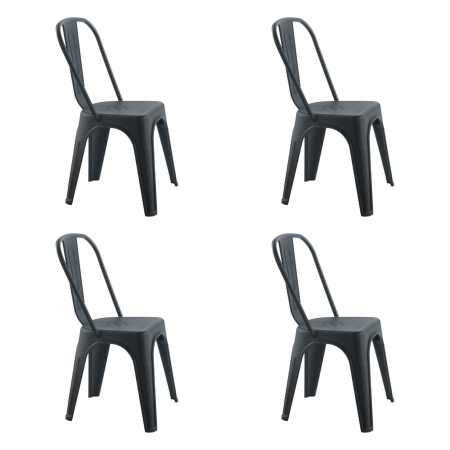 Produse - Set de 4 Scaune Tower Paris PP 46x50x86 cm, Plastic Negru - King Home