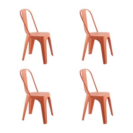 Produse - Set de 4 Scaune Tower Paris Pp 46x50x86 cm, Plastic Portocaliu Finisaj Mat - King Home