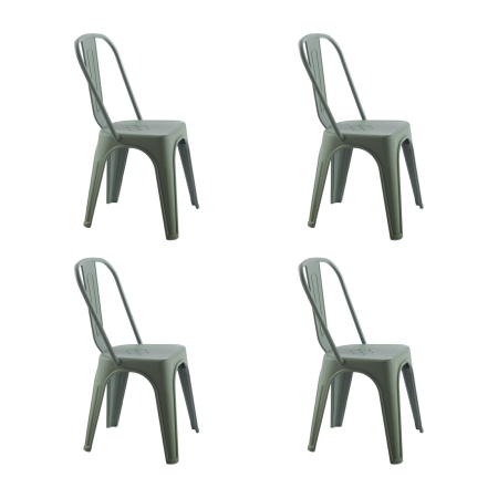 Produse - Set de 4 Scaune Tower Paris PP 46x50x86 cm, Plastic Verde Închis - King Home