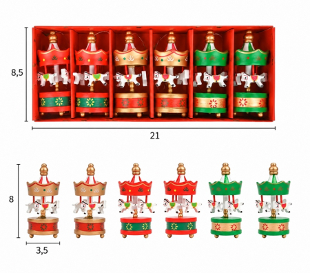 Set de 6 decorațiuni pentru brad carusel Karusel, Czerwony, Verde, Auriu - SHP [3]