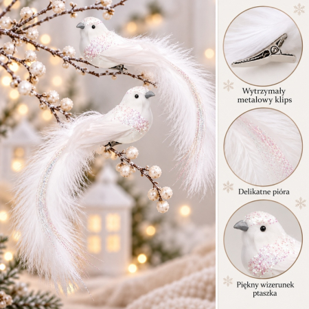 Set de 6 decorațiuni Sikorki Tit, Metal Alb - SHP [3]