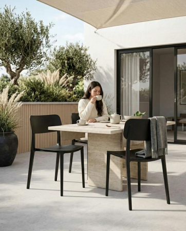 Set de 6 Scaune Agat Premium 53x49x80 cm, Polipropilenă Negru - King Home [8]