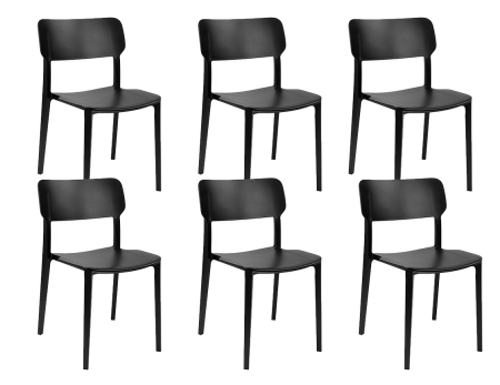 Produse - Set de 6 Scaune Agat Premium 53x49x80 cm, Polipropilenă Negru - King Home