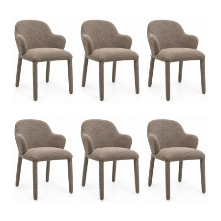 Living - Set de 6 Scaune Akira 45x50x83 cm, Maro/Taupe - King Home