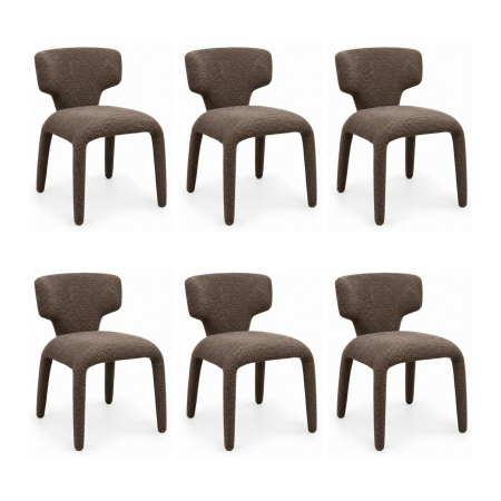 Living - Set de 6 Scaune Apulia 50x48x79 cm, Maro/Taupe - King Home