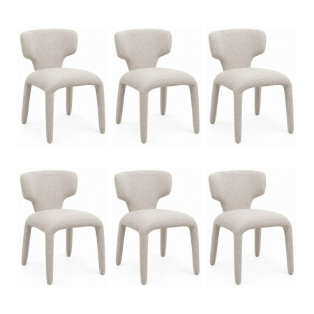 Living - Set de 6 Scaune Apulia 50x48x79 cm, Poliester Bej - King Home