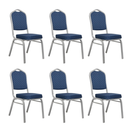 Living - Set de 6 Scaune Ares 46x58x93,5 cm, Țesătură Bleumarin - King Home