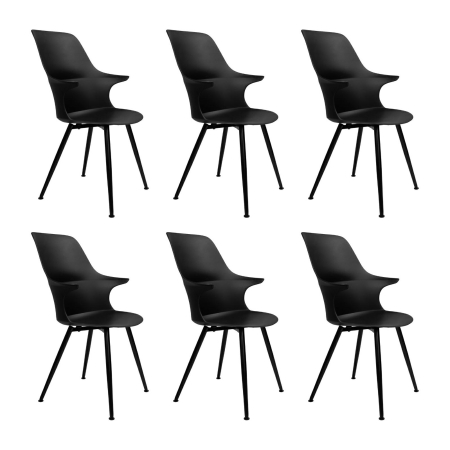Produse - Set de 6 Scaune Brazo High 58x60x94,5 cm, Polipropilenă și Metal Negru - King Home
