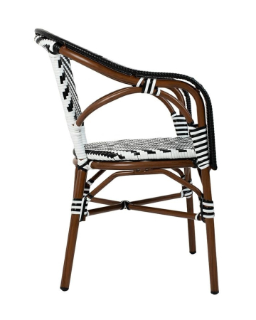 Set de 6 Scaune de Grădină Cafe Azure 60x62x83 cm, Alb, Negru Efect Lemn Nuc - King Home [1]