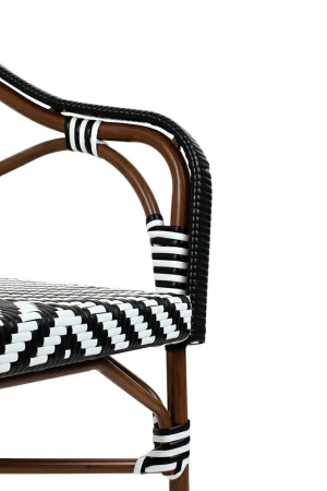 Set de 6 Scaune de Grădină Cafe Azure 60x62x83 cm, Alb, Negru Efect Lemn Nuc - King Home [4]
