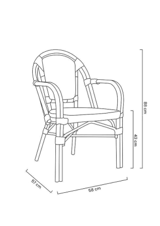 Set de 6 Scaune de Grădină Cafe Paris Arm 57x57x88 cm, Aluminiu Maro - King Home [9]