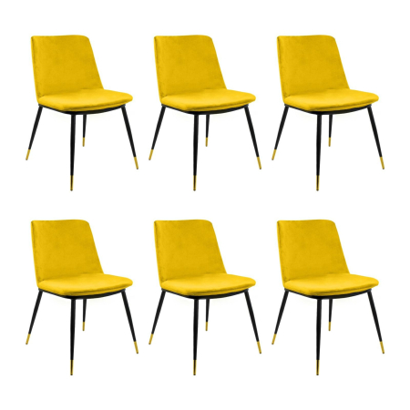 Produse - Set de 6 Scaune Diego 50x58x82 cm, Catifea Galben Negru Auriu - King Home