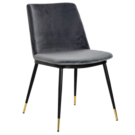 Set de 6 Scaune Diego 50x58x82 cm, Catifea Negru-Auriu - King Home [1]