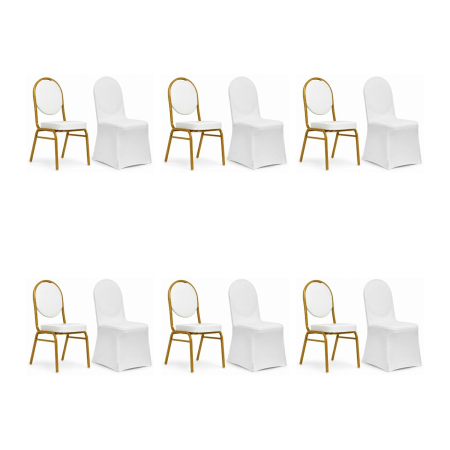 Produse - Set de 6 Scaune Hestia 44x56x93,5 cm, Piele Ecologică Alb - King Home