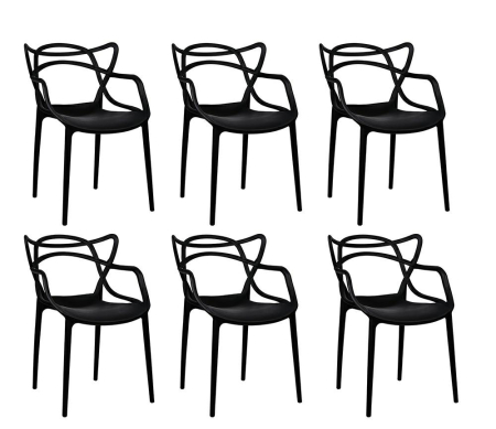 Produse - Set de 6 Scaune Hilo 55x58x81 cm, Polipropilenă Negru - Modesto Design