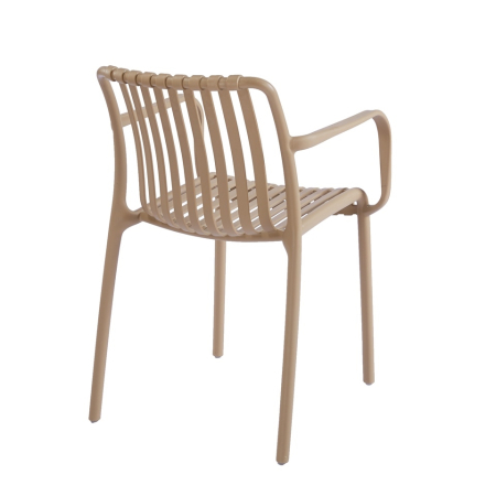 Set de 6 Scaune Strips Arm UV 40x40x78 cm, Plastic Bej - King Home [4]