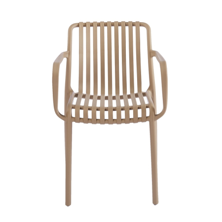 Set de 6 Scaune Strips Arm UV 40x40x78 cm, Plastic Bej - King Home [2]