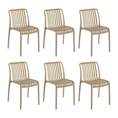 Produse - Set de 6 Scaune Strips UV 40x40x78 cm, Plastic Bej - King Home