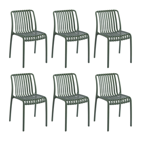 Produse - Set de 6 Scaune Strips UV 40x40x78 cm, Plastic Durabil Verde - King Home