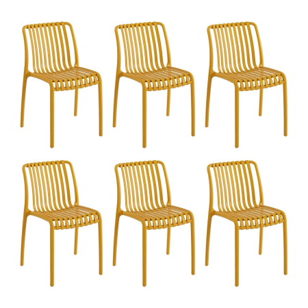 Produse - Set de 6 Scaune Strips UV 40x40x78 cm, Plastic Galben - King Home