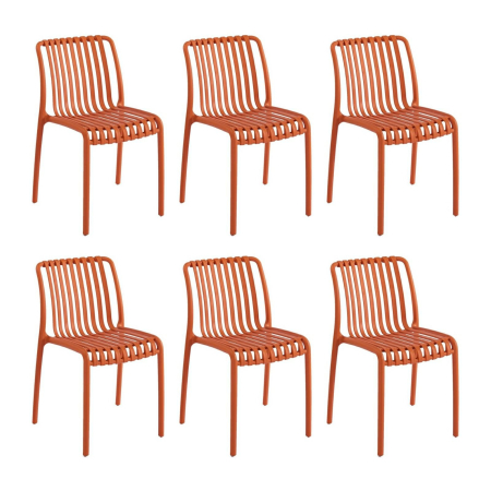 Produse - Set de 6 Scaune Strips UV 40x40x78 cm, Plastic Portocaliu - King Home