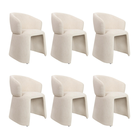 Produse - Set de 6 Scaune Tomi 60x60x81 cm, Țesătură Bej - MaMaison