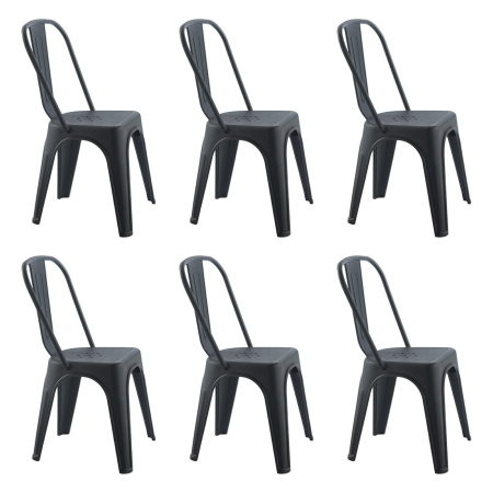 Produse - Set de 6 Scaune Tower Paris PP 46x50x86 cm, Plastic Negru - King Home