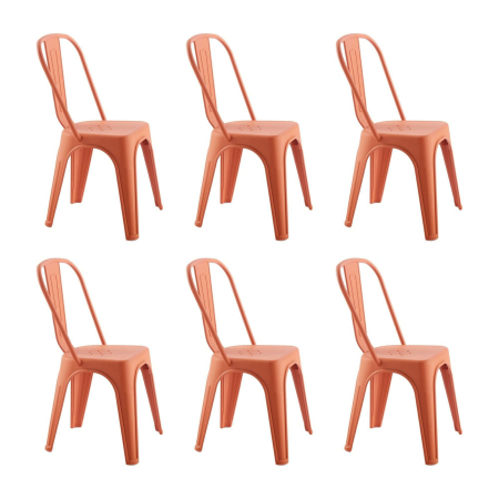 Produse - Set de 6 Scaune Tower Paris PP 46x50x86 cm, Plastic Portocaliu Mat - King Home