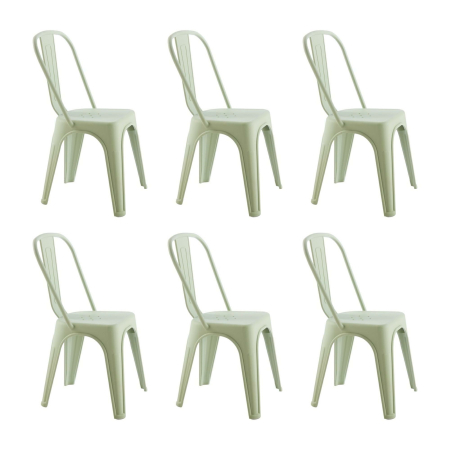 Produse - Set de 6 Scaune Tower Paris PP 46x50x86 cm, Plastic Rezistent Verde Deschis - King Home