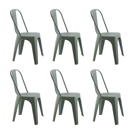 Produse - Set de 6 Scaune Tower Paris PP 46x50x86 cm, Plastic Verde Închis - King Home