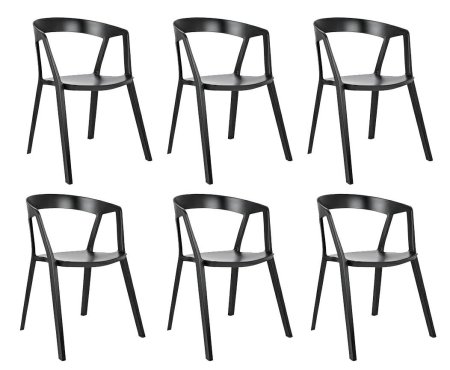 Scaune - Set de 6 Scaune Vibia 57x56,5x77 cm, Polipropilenă Negru Mat - King Home