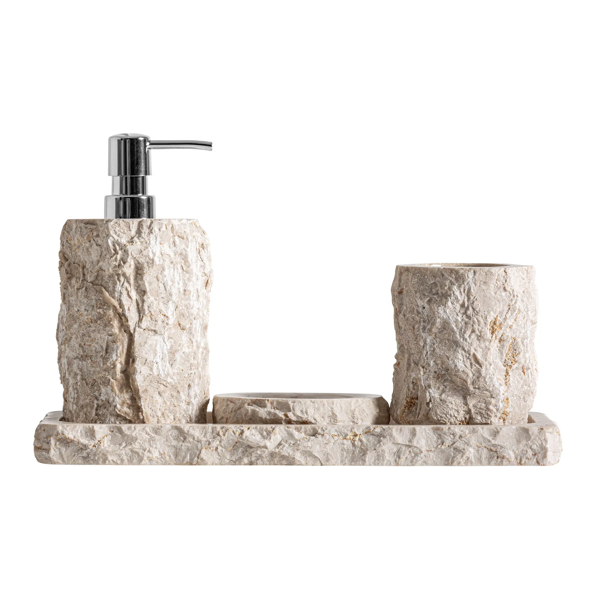 Produse - Set de Baie 33x15x23 cm, Oțel și Marmura Bej - VicalHome VicalHome 38557
