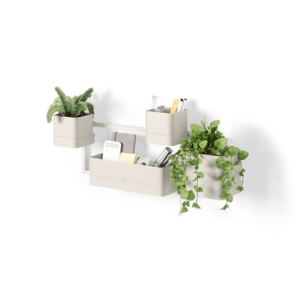 Set de Ghivece Cubiko Alb din Plastic și Fibră Lemnoasă Reciclată Alb, 36x18x72cm, Umbra 1018767-1313 [2]
