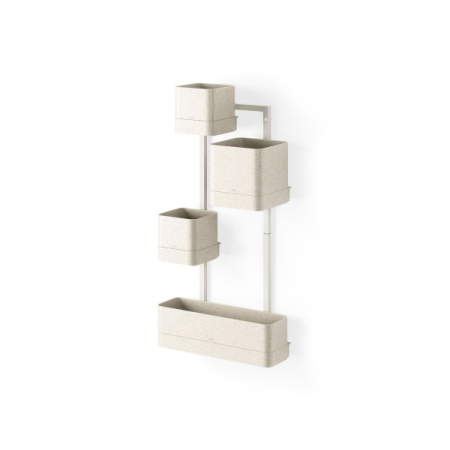 Set de Ghivece Cubiko Alb din Plastic și Fibră Lemnoasă Reciclată Alb, 36x18x72cm, Umbra 1018767-1313 [1]