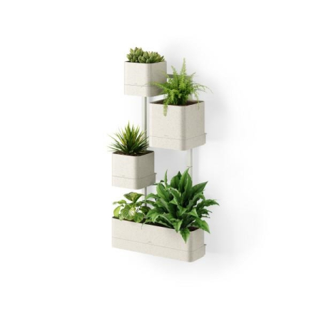 Produse - Set de Ghivece Cubiko Alb din Plastic și Fibră Lemnoasă Reciclată Alb, 36x18x72cm, Umbra 1018767-1313