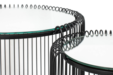 Set de Măsuțe Wire Double II 45x45x46 cm, Negru Lucios - Kare Design [1]