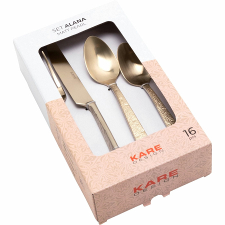 Set de Tacâmuri Alana Matt Pearl 14,2x6x25 cm, Oțel Inoxidabil Cromat și Titan Auriu Mat - Kare Design [5]