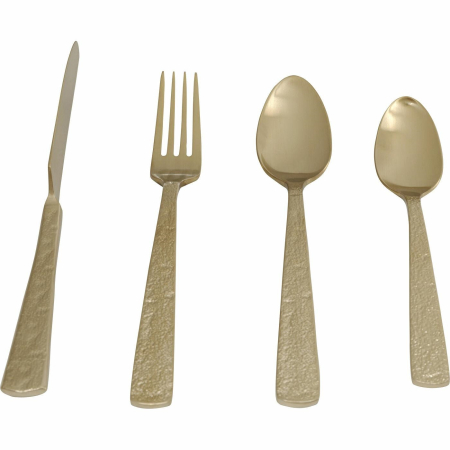 Bucatarie - Set de Tacâmuri Alana Matt Pearl 14,2x6x25 cm, Oțel Inoxidabil Cromat și Titan Auriu Mat - Kare Design