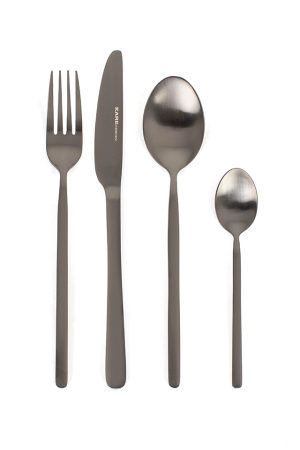 Bucatarie - Set de Tacâmuri Gloria Matt Black 14,2x25x6 cm, Oțel Inoxidabil Acoperit cu Titan Negru Mat - Kare Design