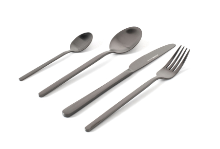 Set de Tacâmuri Gloria Matt Black 14,2x25x6 cm, Oțel Inoxidabil Acoperit cu Titan Negru Mat - Kare Design [1]